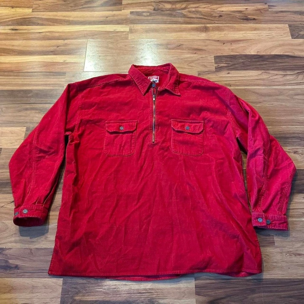 VTG 90s Marlboro Corduroy Quarter Zip Jacket XXL Red